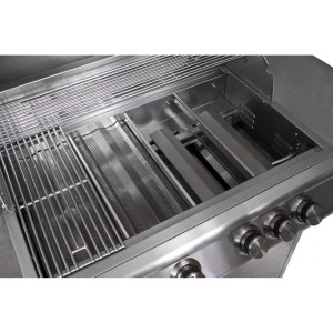 Blaze Gas Grill Cooking Grid, Flame Tamer and Cast Stainless Burner (4-Burner Blaze Grill shown)